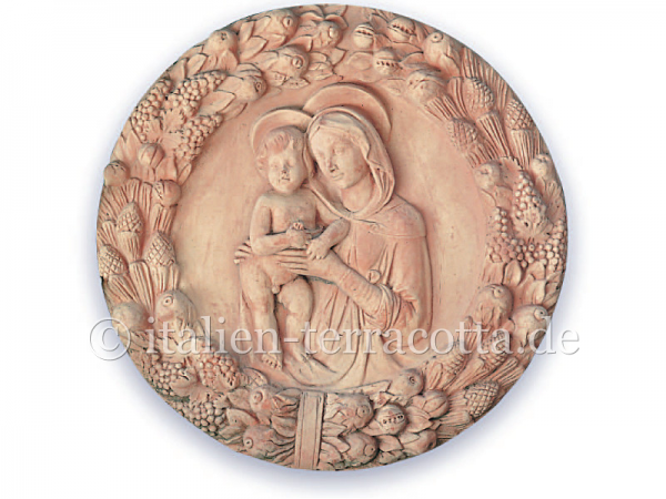 Terracotta Relief - Die Jungfrau mit dem Kinde Vergine E Figlio in Ghrilanda - Luca della Robbia